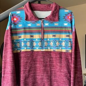 Aztec print zip up sweatshirt